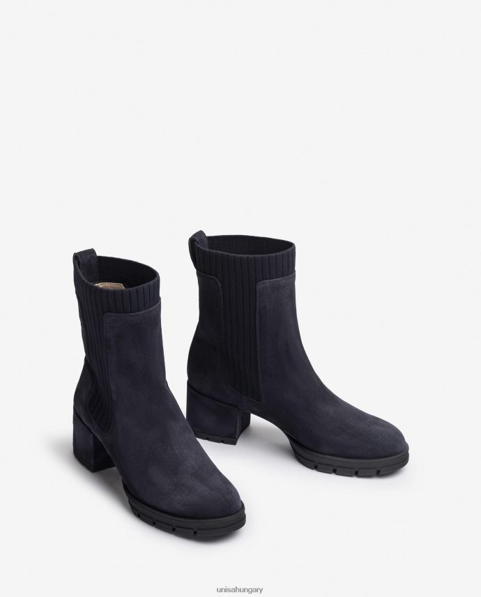 Unisa velúr bokacsizma bordás zoknival gyerekek J4PJX0936 kék