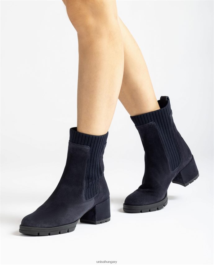 Unisa velúr bokacsizma bordás zoknival gyerekek J4PJX0936 kék