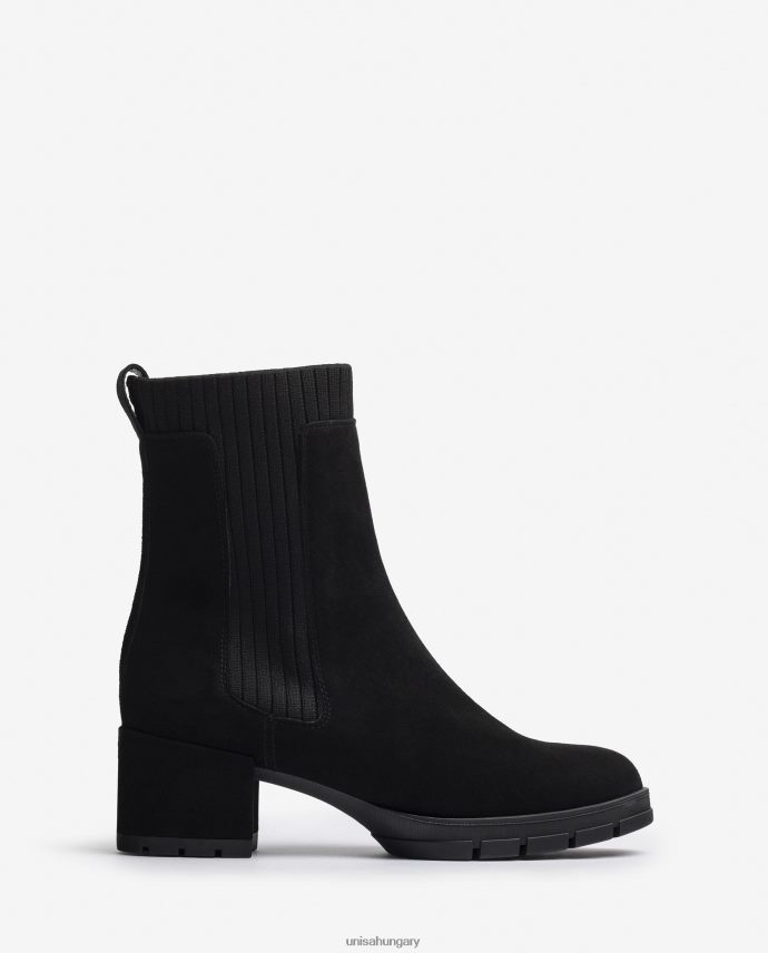 Unisa velúr bokacsizma bordás zoknival gyerekek J4PJX0937 fekete