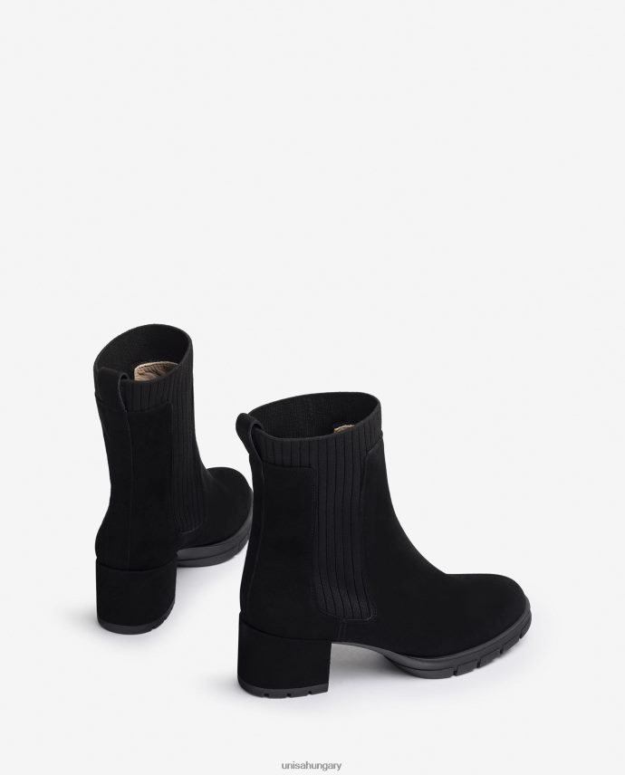Unisa velúr bokacsizma bordás zoknival gyerekek J4PJX0937 fekete
