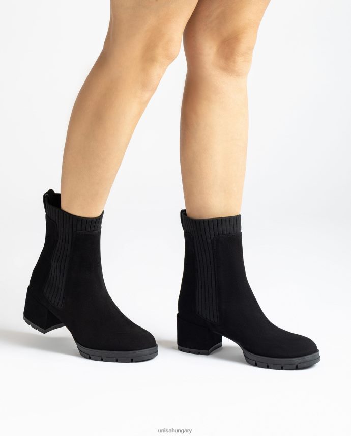 Unisa velúr bokacsizma bordás zoknival gyerekek J4PJX0937 fekete