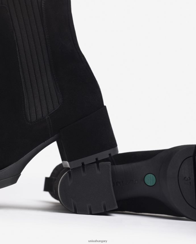 Unisa velúr bokacsizma bordás zoknival gyerekek J4PJX0937 fekete