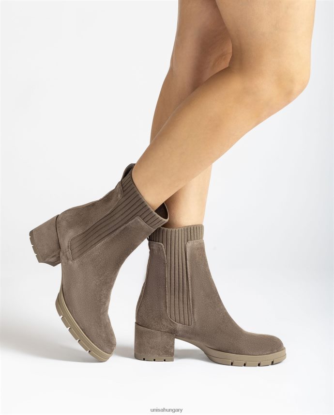 Unisa velúr bokacsizma bordás zoknival gyerekek J4PJX0938 barna