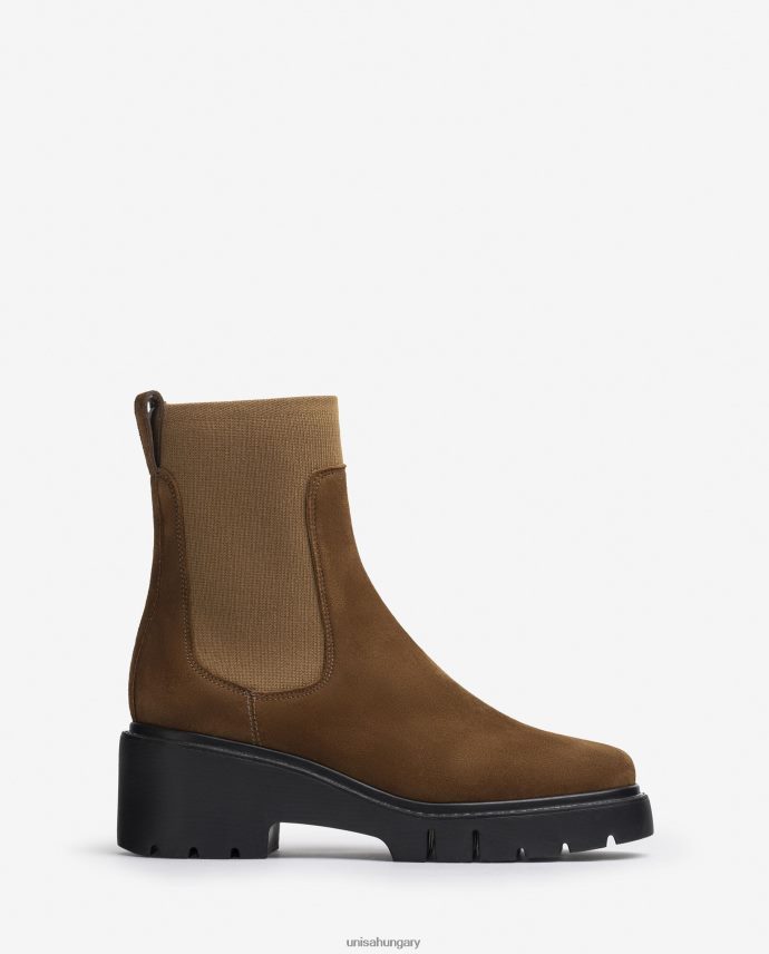 Unisa velúr bokacsizma sztreccs anyaggal nők J4PJX0920 barna