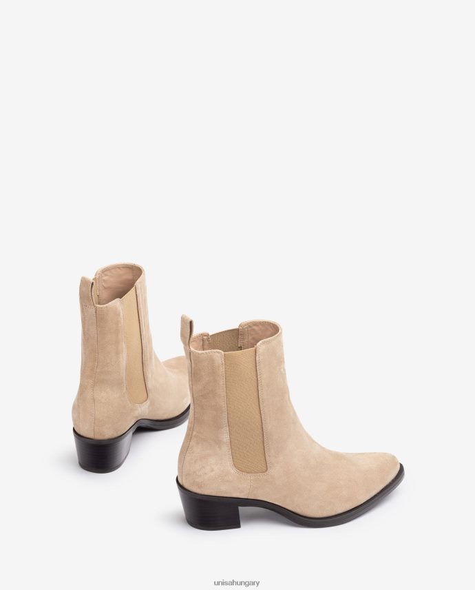 Unisa velúr cowboy csizma szegélyekkel nők J4PJX0915 bézs