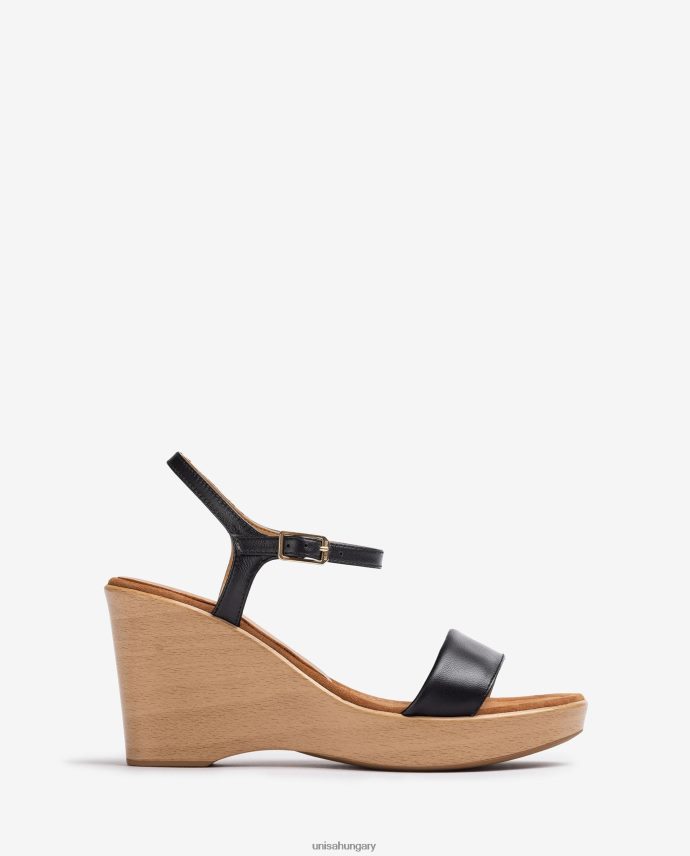 Unisa bőr szandál tömbbel nők J4PJX0253 fekete