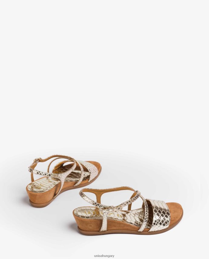 Unisa fém hatású kígyómintás bőr szandál nők J4PJX0442 Arany