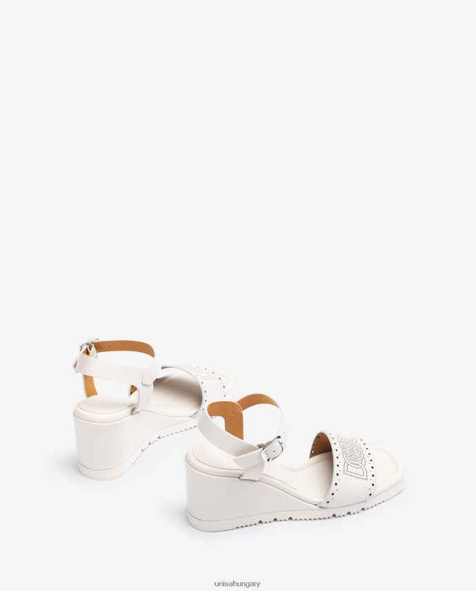 Unisa szandál dekoratív perforációkkal a vámpíron nők J4PJX0293 fehér