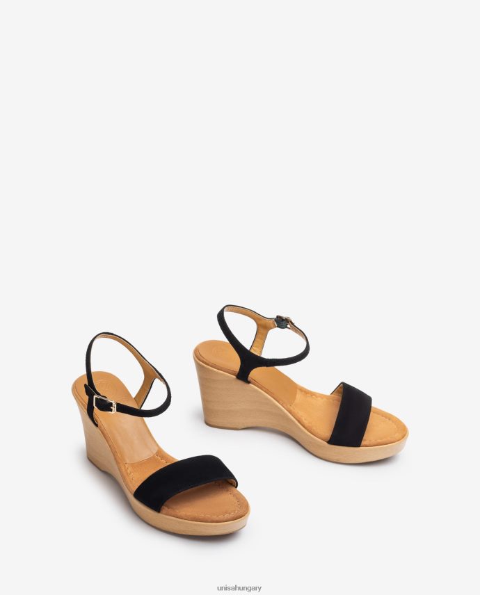 Unisa velúr szandál tömbbel nők J4PJX0248 fekete