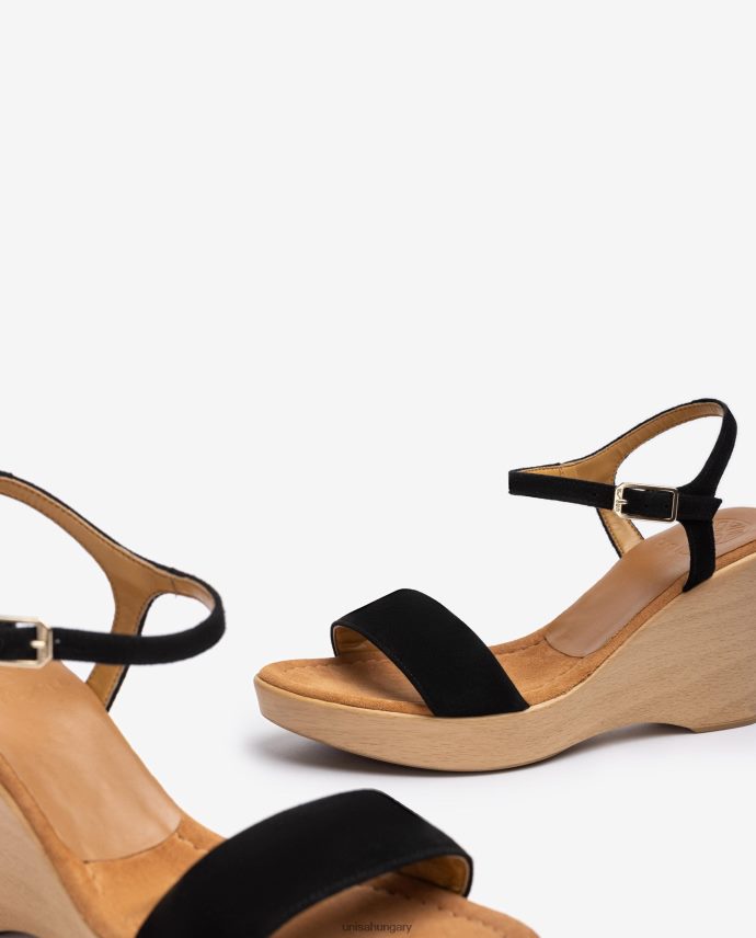 Unisa velúr szandál tömbbel nők J4PJX0248 fekete