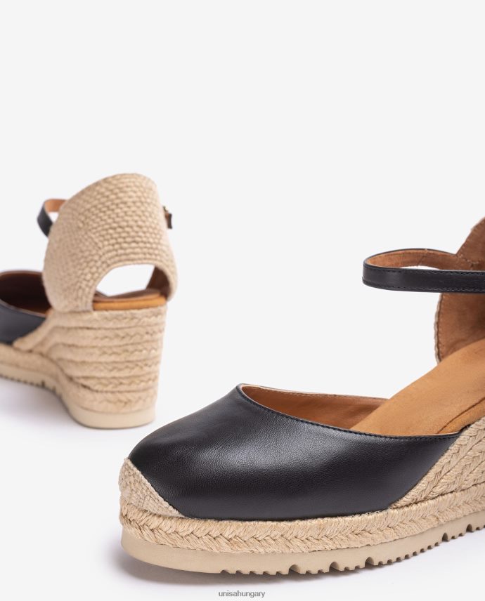 Unisa bőr d\'orsay bokapántos espadrille nők J4PJX0734 fekete