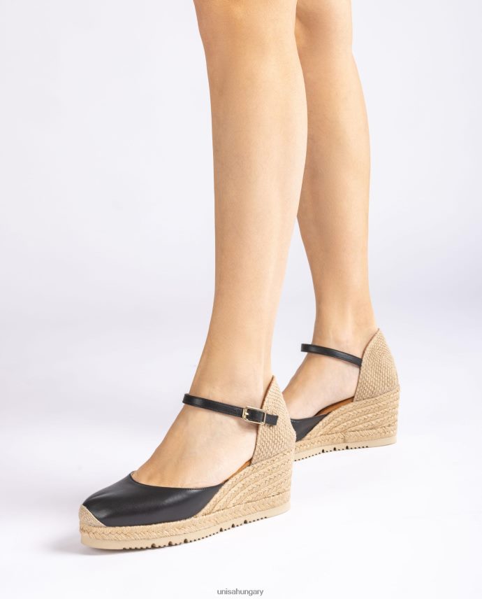 Unisa bőr d\'orsay bokapántos espadrille nők J4PJX0734 fekete