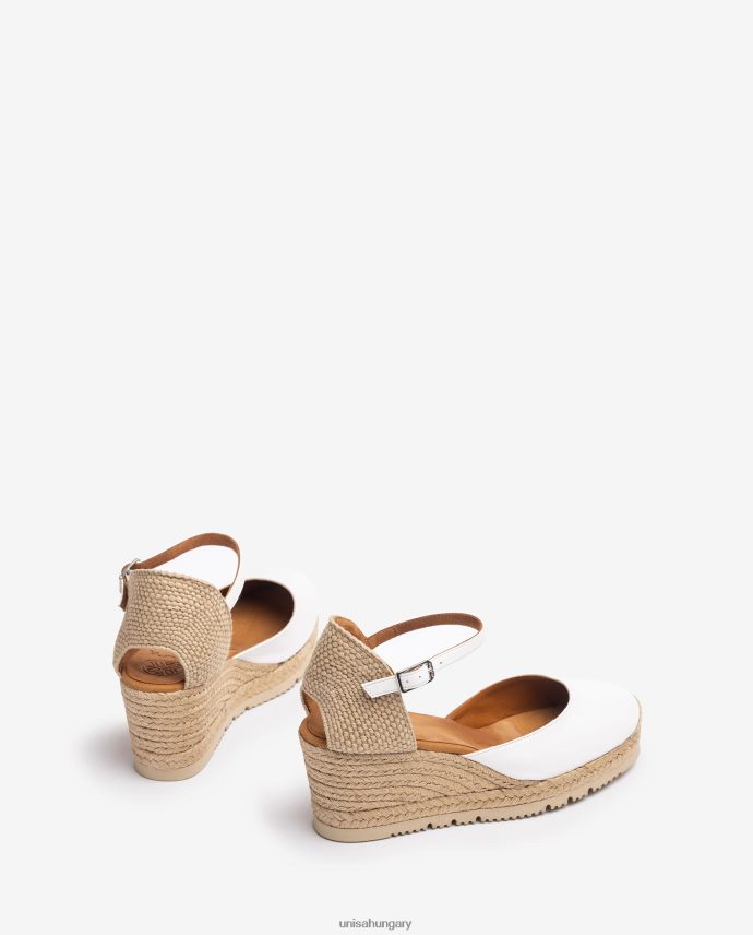 Unisa bőr d\'orsay bokapántos espadrille nők J4PJX0738 fehér