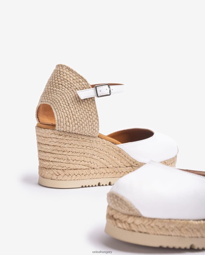 Unisa bőr d\'orsay bokapántos espadrille nők J4PJX0738 fehér