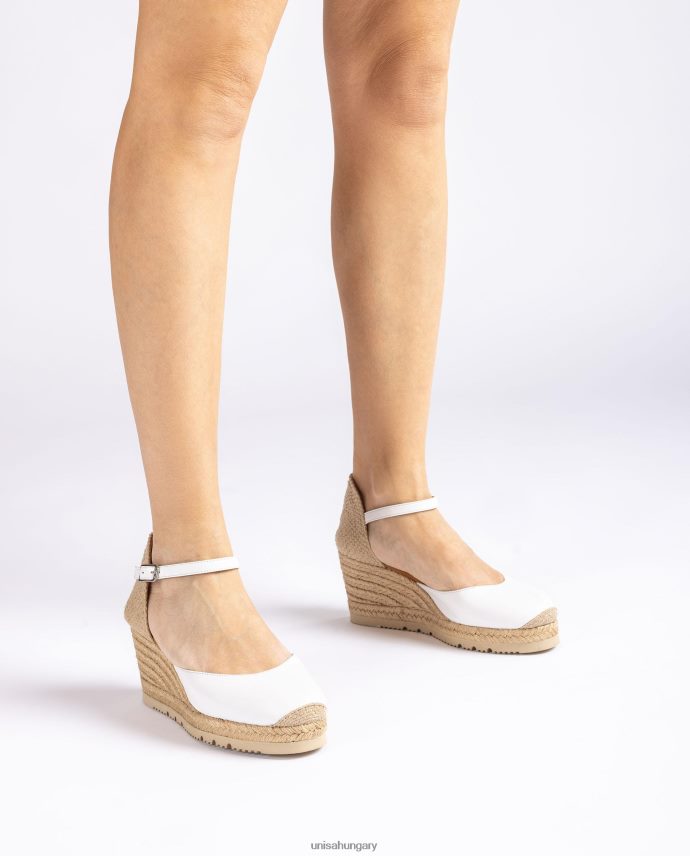 Unisa bőr d\'orsay bokapántos espadrille nők J4PJX0738 fehér