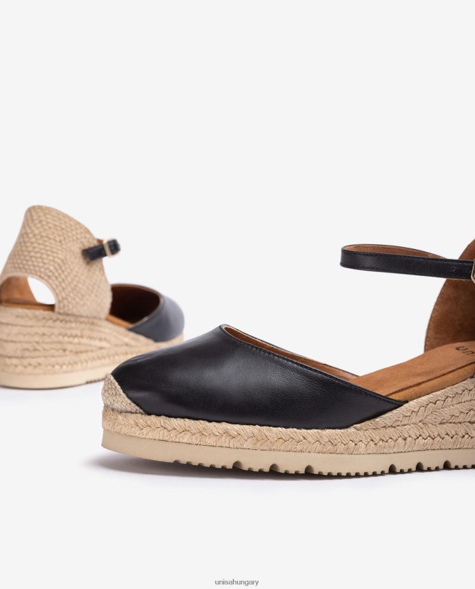 Unisa bőr d\'orsay bokapántos espadrille nők J4PJX0763 fekete