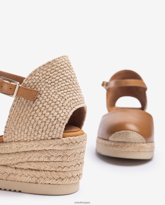 Unisa bőr d\'orsay bokapántos espadrille nők J4PJX0764 barna