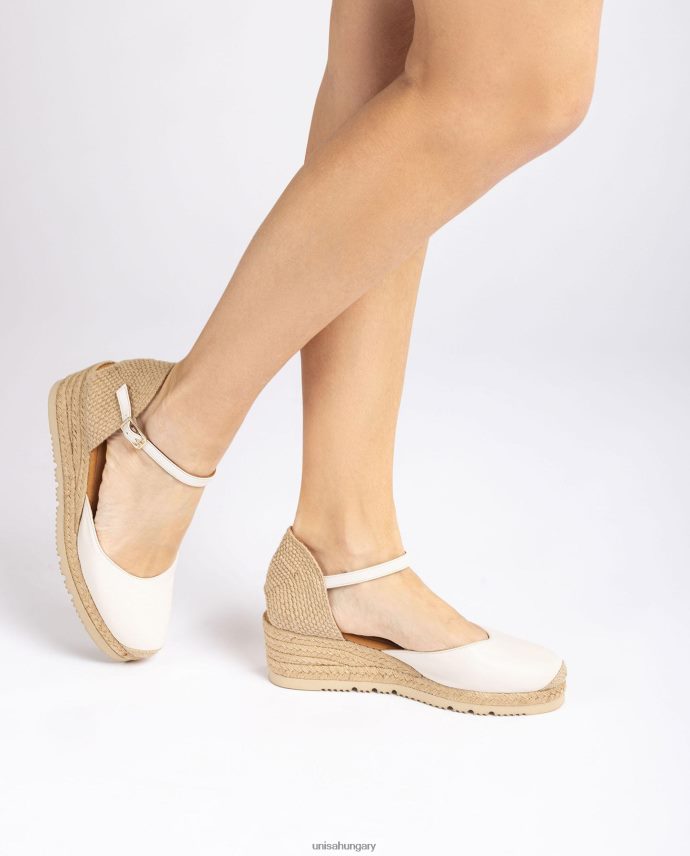 Unisa bőr d\'orsay bokapántos espadrille nők J4PJX0765 fehér