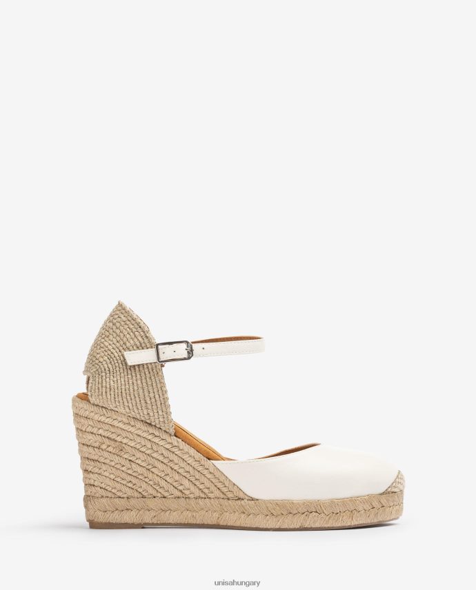 Unisa bőr espadrill raffia sarokkal nők J4PJX0487 fehér