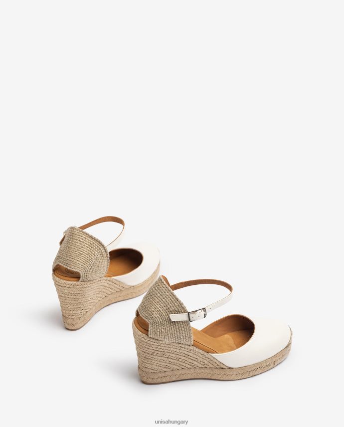 Unisa bőr espadrill raffia sarokkal nők J4PJX0487 fehér