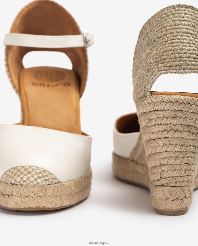 Unisa bőr espadrill raffia sarokkal nők J4PJX0487 fehér