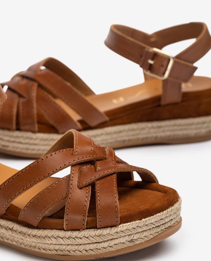 Unisa bőr szandál fém csattal nők J4PJX0429 barna