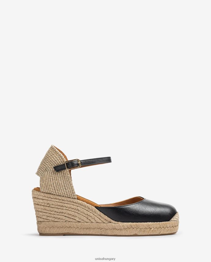 Unisa espadrille vamp-heel bőrből nők J4PJX0478 fekete