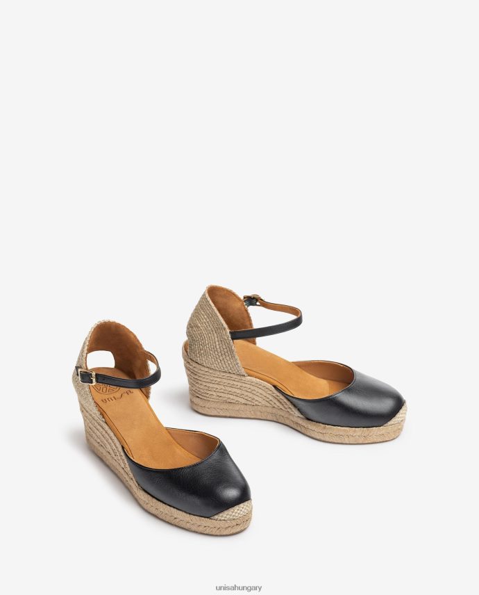 Unisa espadrille vamp-heel bőrből nők J4PJX0478 fekete