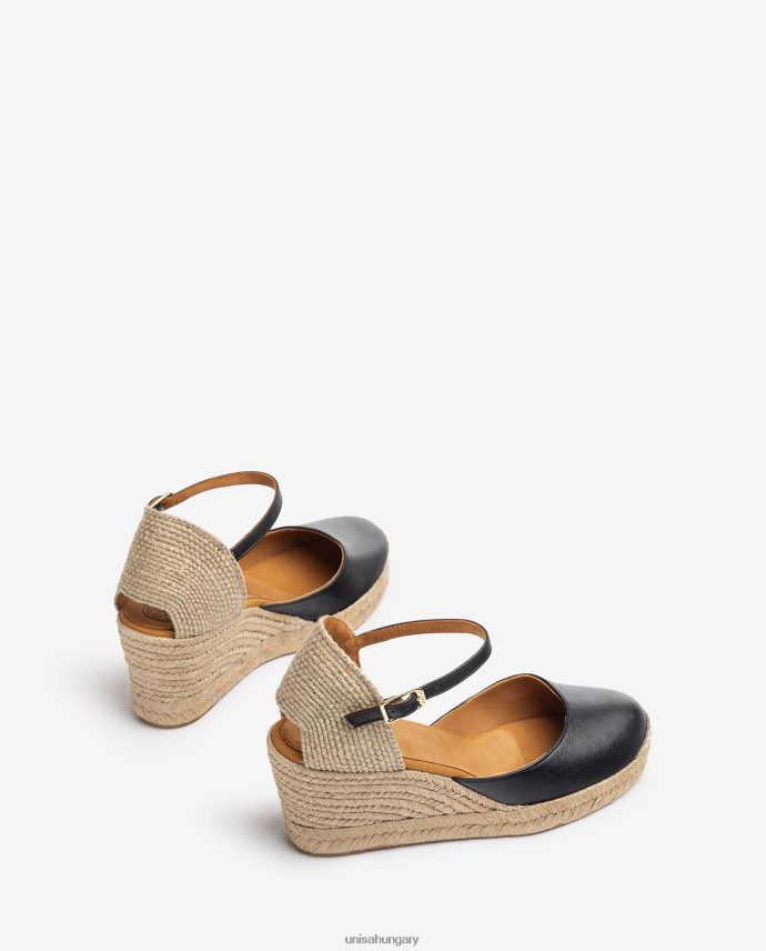 Unisa espadrille vamp-heel bőrből nők J4PJX0478 fekete