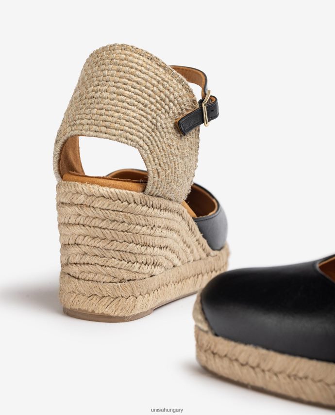 Unisa espadrille vamp-heel bőrből nők J4PJX0478 fekete
