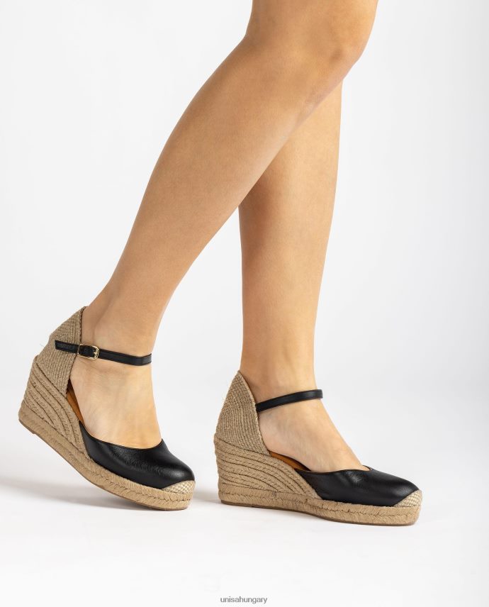 Unisa espadrille vamp-heel bőrből nők J4PJX0478 fekete