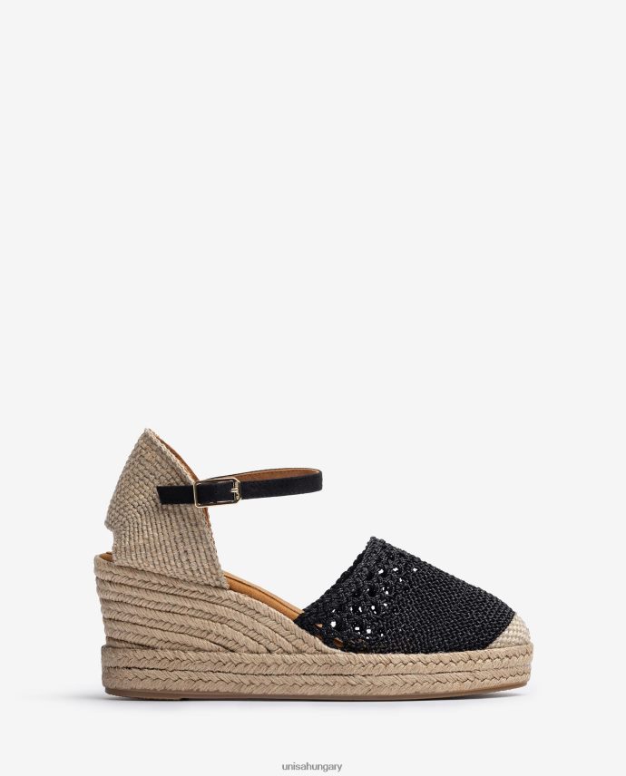 Unisa espadrille vamp-heel horgolt varrással nők J4PJX0783 fekete