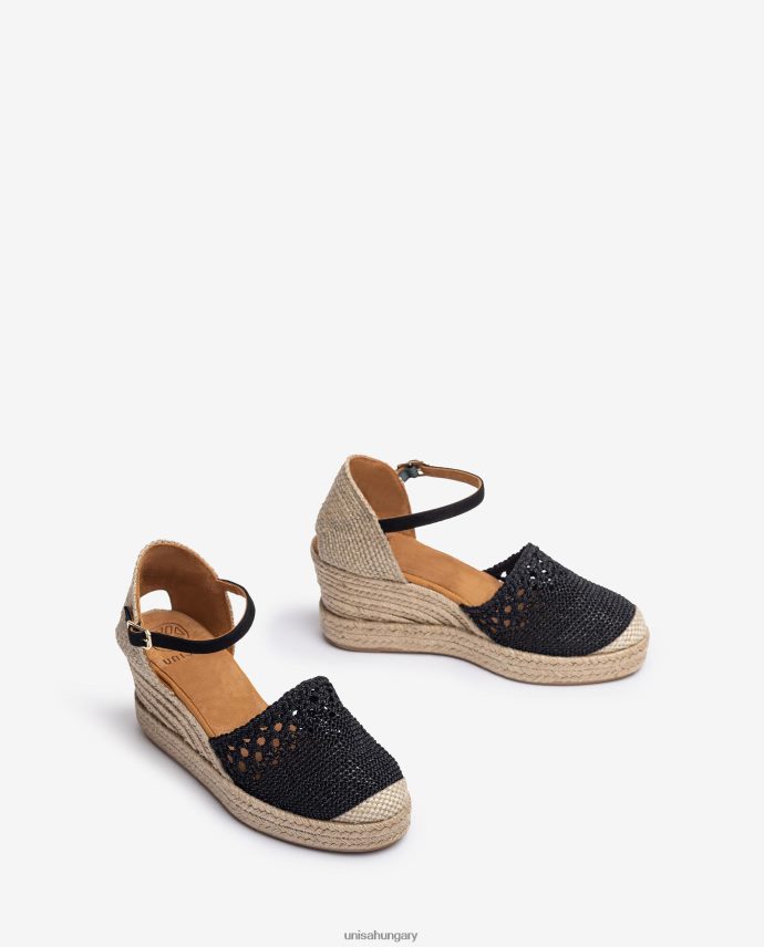 Unisa espadrille vamp-heel horgolt varrással nők J4PJX0783 fekete