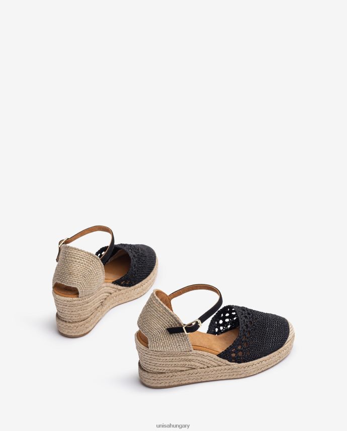 Unisa espadrille vamp-heel horgolt varrással nők J4PJX0783 fekete