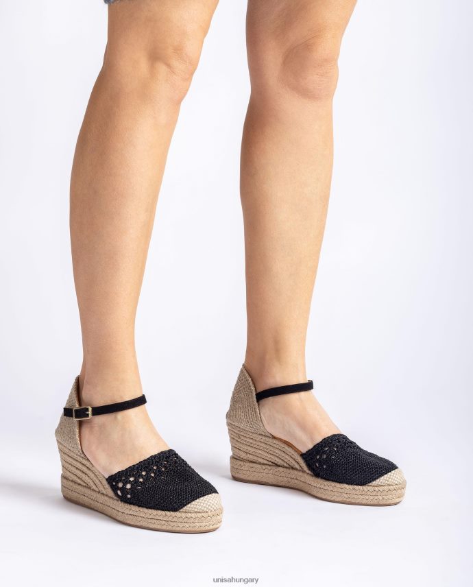 Unisa espadrille vamp-heel horgolt varrással nők J4PJX0783 fekete