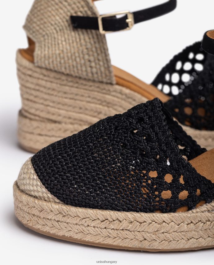 Unisa espadrille vamp-heel horgolt varrással nők J4PJX0783 fekete