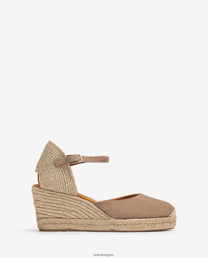 Unisa espadrille vamp-heel velúrból nők J4PJX0473 barna
