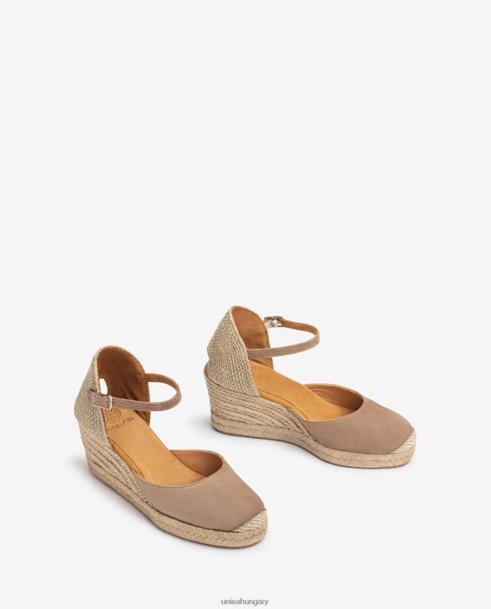 Unisa espadrille vamp-heel velúrból nők J4PJX0473 barna