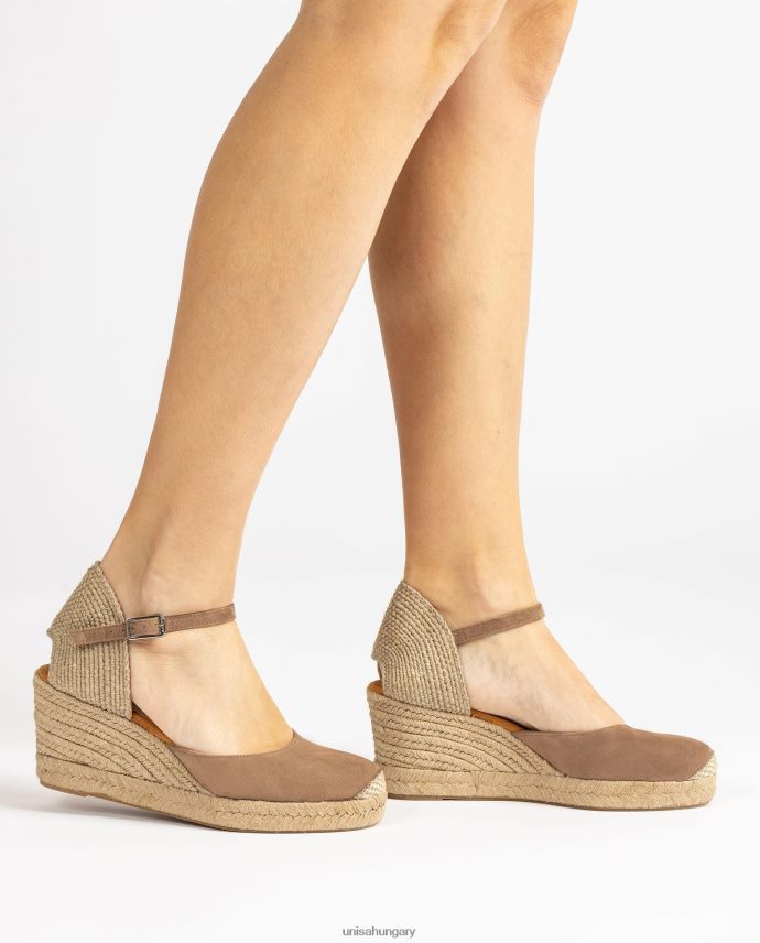 Unisa espadrille vamp-heel velúrból nők J4PJX0473 barna