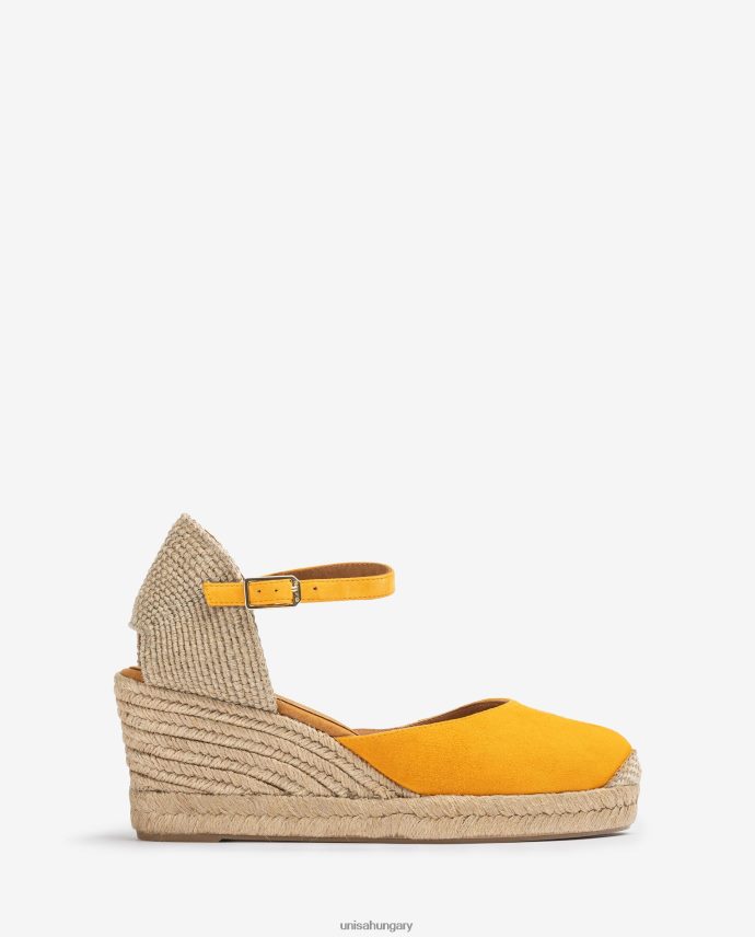 Unisa espadrille vamp-heel velúrból nők J4PJX0474 sárga