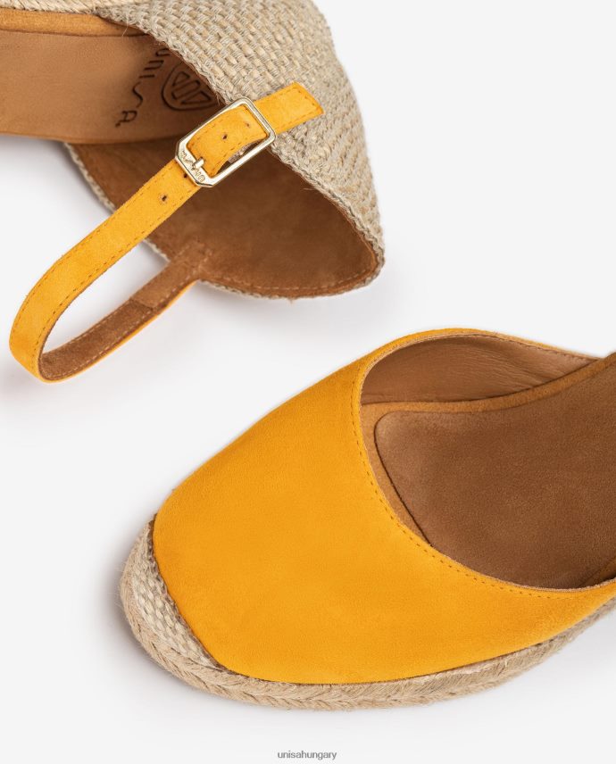 Unisa espadrille vamp-heel velúrból nők J4PJX0474 sárga