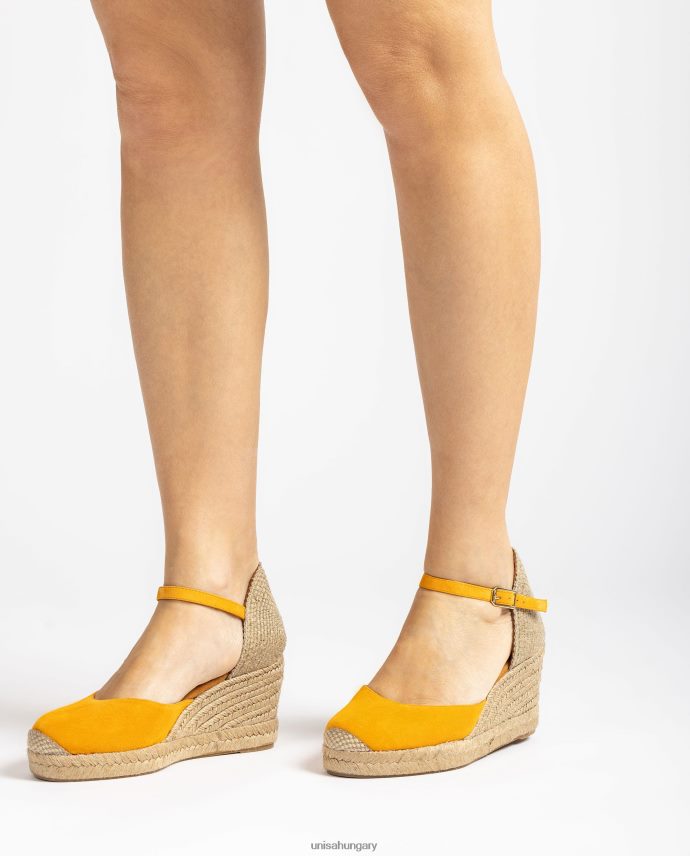 Unisa espadrille vamp-heel velúrból nők J4PJX0474 sárga