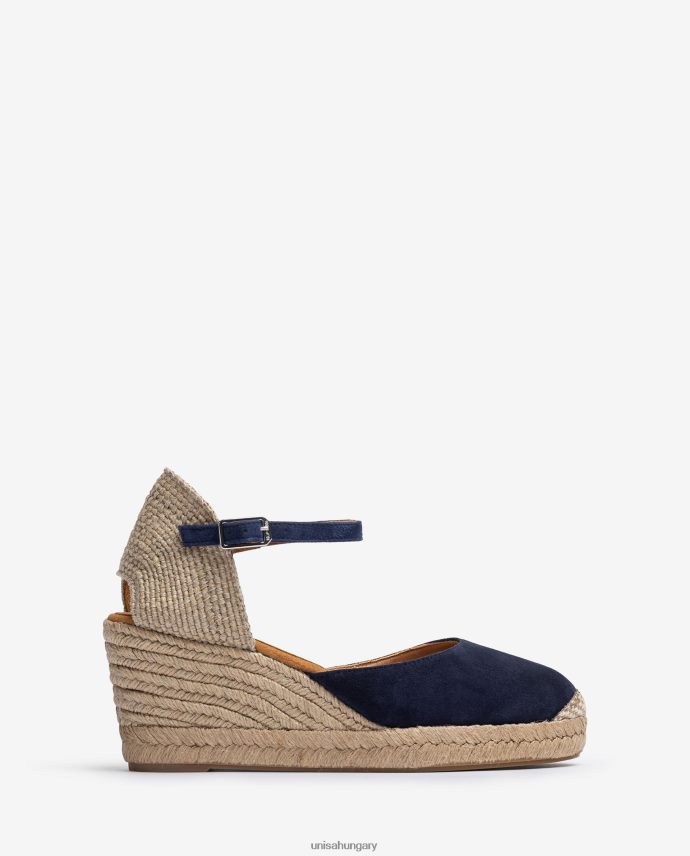 Unisa espadrille vamp-heel velúrból nők J4PJX0475 kék