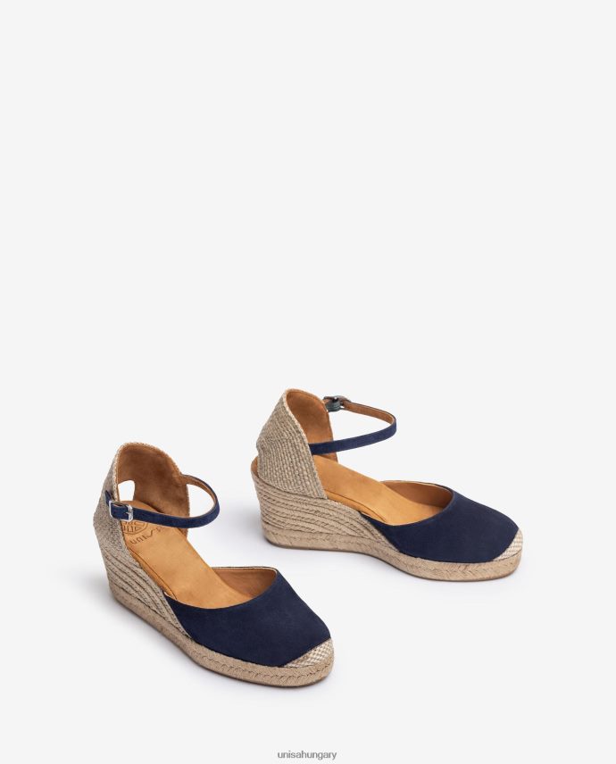 Unisa espadrille vamp-heel velúrból nők J4PJX0475 kék