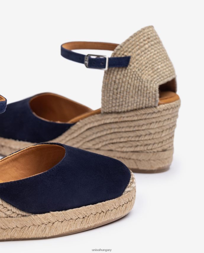 Unisa espadrille vamp-heel velúrból nők J4PJX0475 kék
