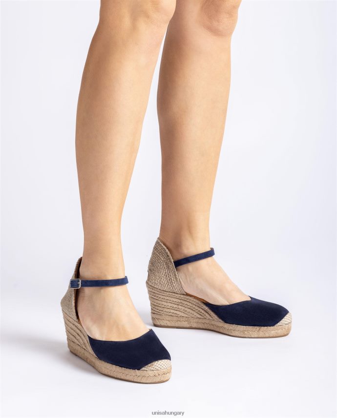 Unisa espadrille vamp-heel velúrból nők J4PJX0475 kék