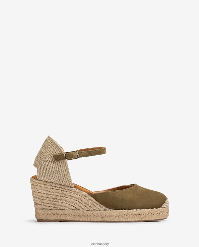 Unisa espadrille vamp-heel velúrból nők J4PJX0476 zöld