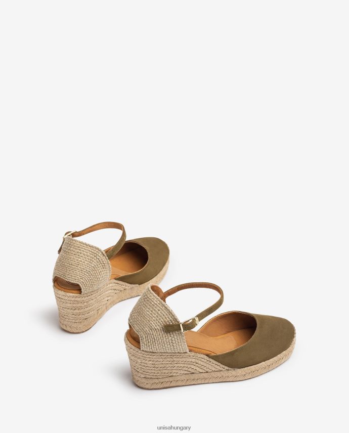 Unisa espadrille vamp-heel velúrból nők J4PJX0476 zöld
