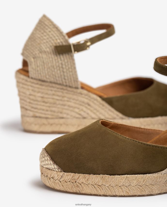 Unisa espadrille vamp-heel velúrból nők J4PJX0476 zöld