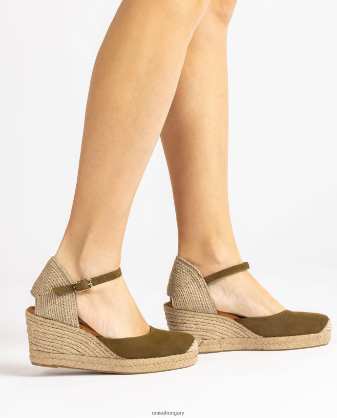 Unisa espadrille vamp-heel velúrból nők J4PJX0476 zöld